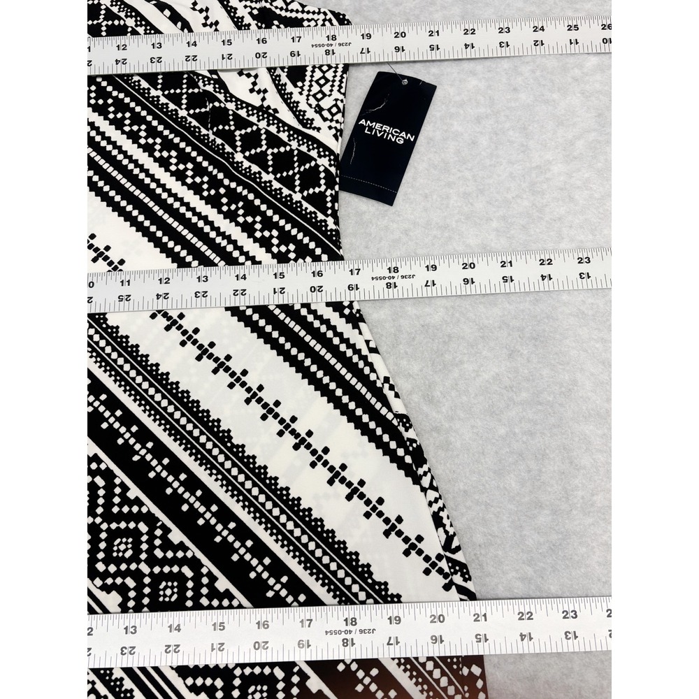 American Living Dress Womens 10 Black White Geometric Maxi Stretch Beachy Boho - Picture 8 of 9